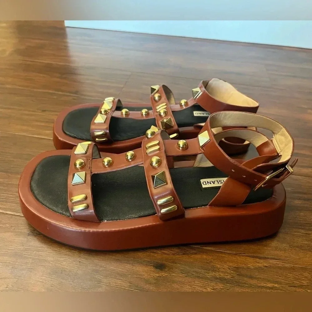 Brown Gladiator Sandals by Ruver Island Size 7-Like New